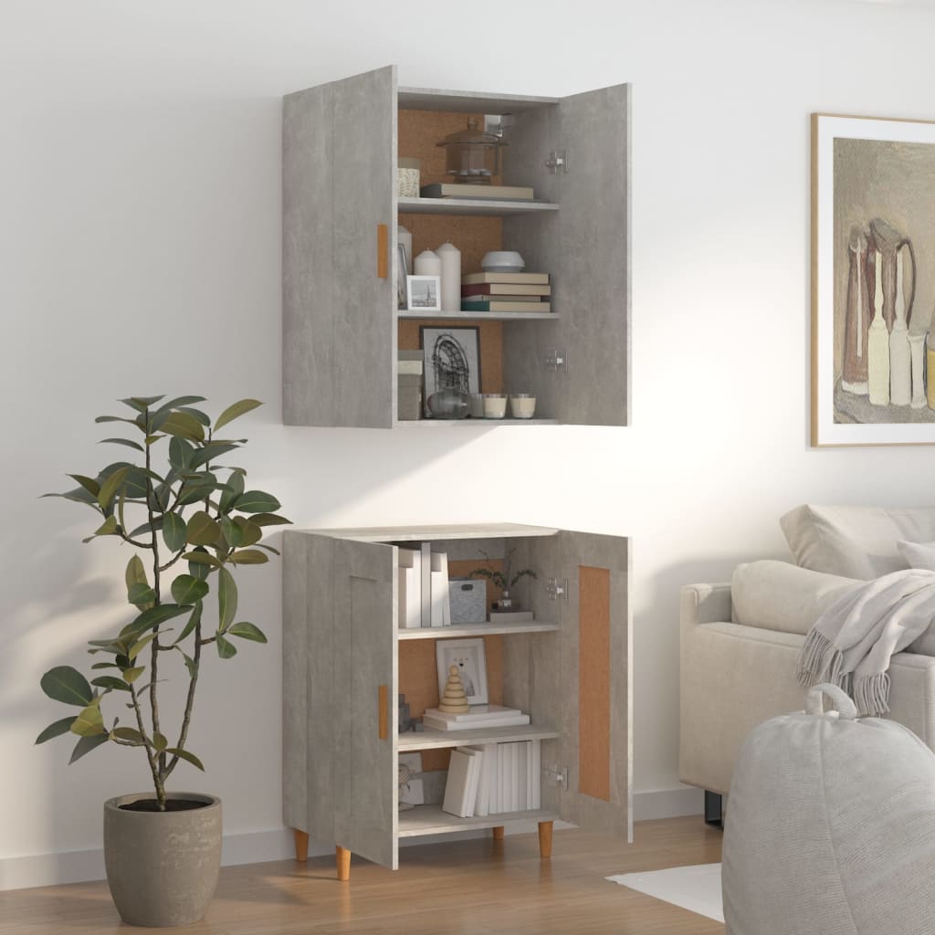 Kaappi betoninharmaa 70x34x180 cm tekninen puu - Sisustajankoti.fi