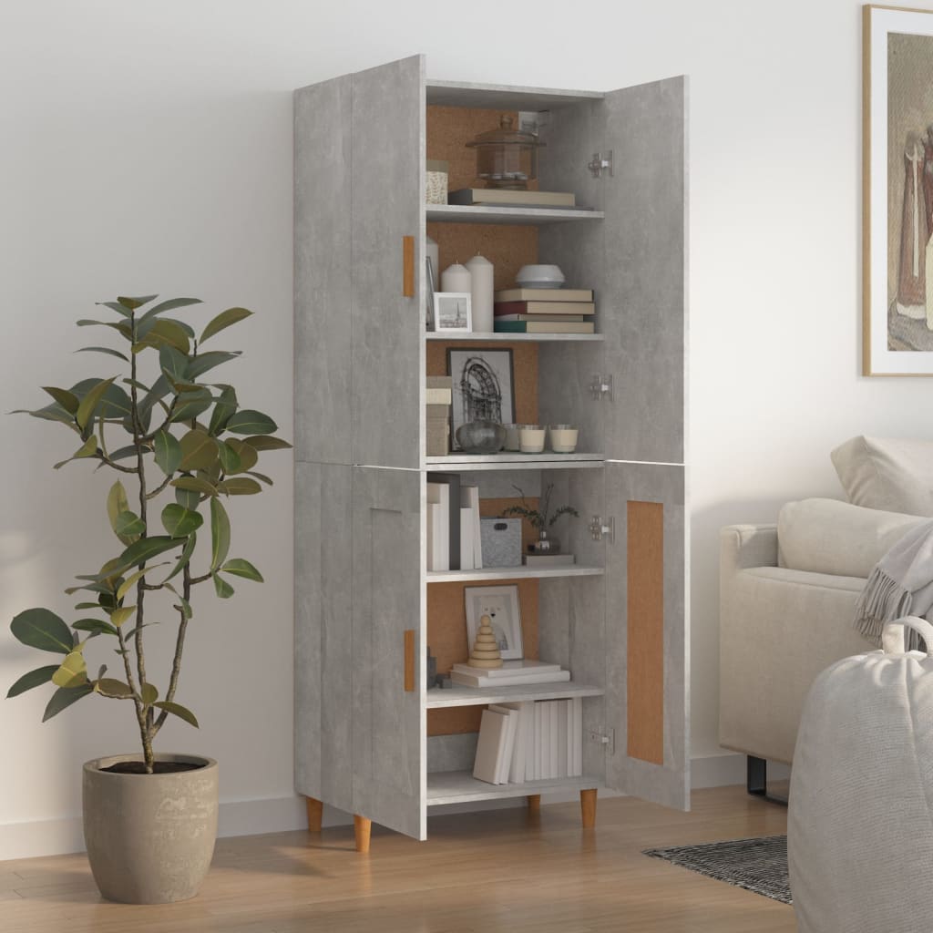 Kaappi betoninharmaa 70x34x180 cm tekninen puu - Sisustajankoti.fi