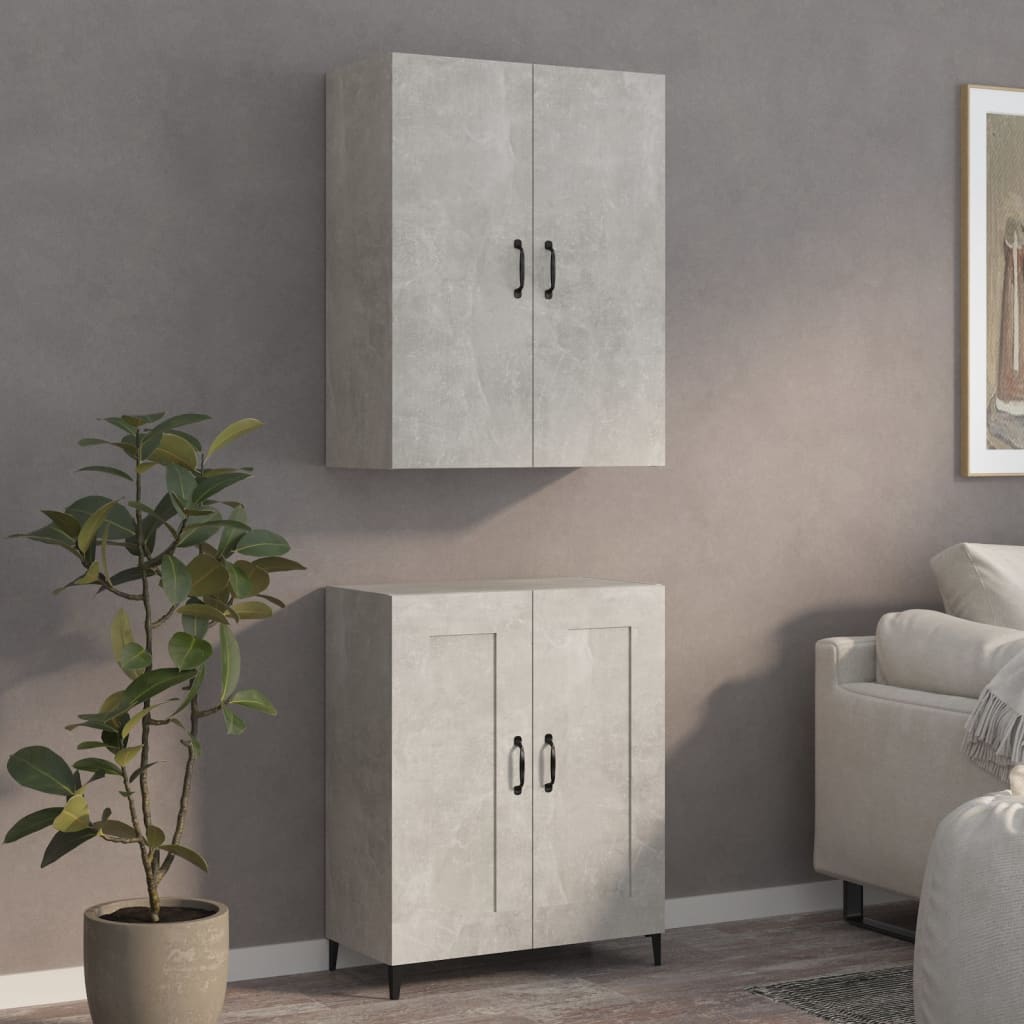Kaappi betoninharmaa 70x34x180 cm tekninen puu - Sisustajankoti.fi