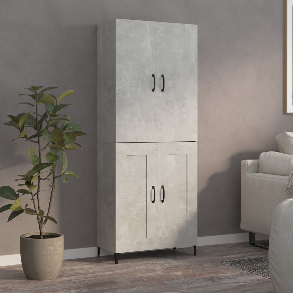 Kaappi betoninharmaa 70x34x180 cm tekninen puu - Sisustajankoti.fi