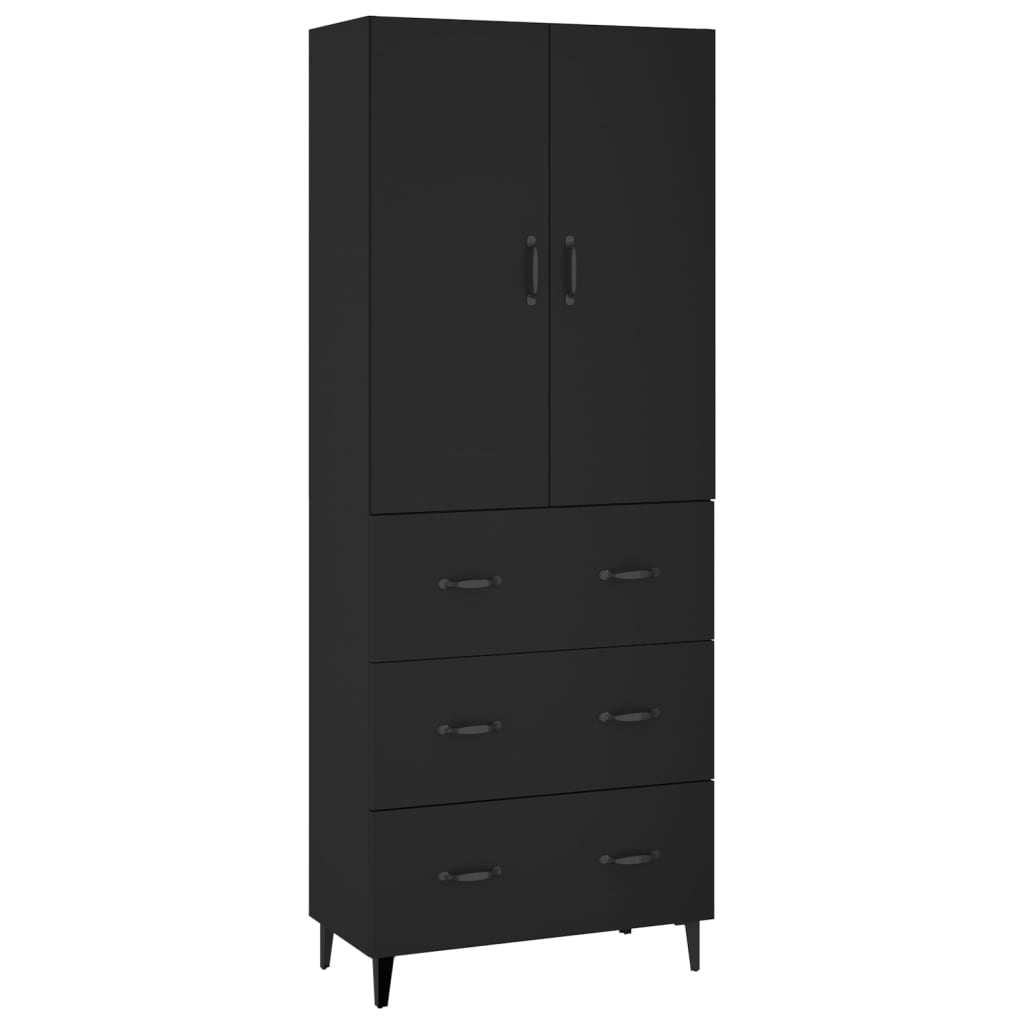 Kaappi musta 69,5x34x180 cm tekninen puu - Sisustajankoti.fi