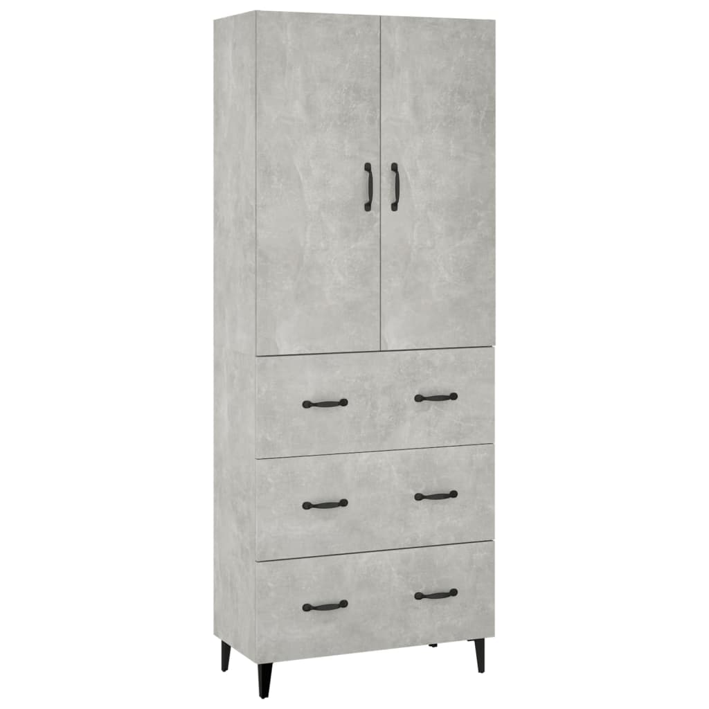 Kaappi betoninharmaa 69,5x34x180 cm tekninen puu - Sisustajankoti.fi