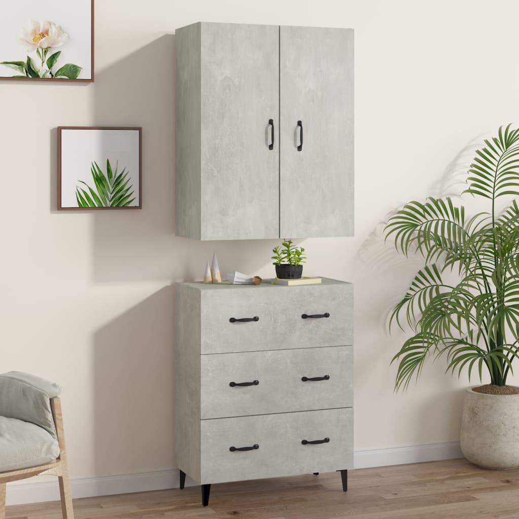 Kaappi betoninharmaa 69,5x34x180 cm tekninen puu - Sisustajankoti.fi