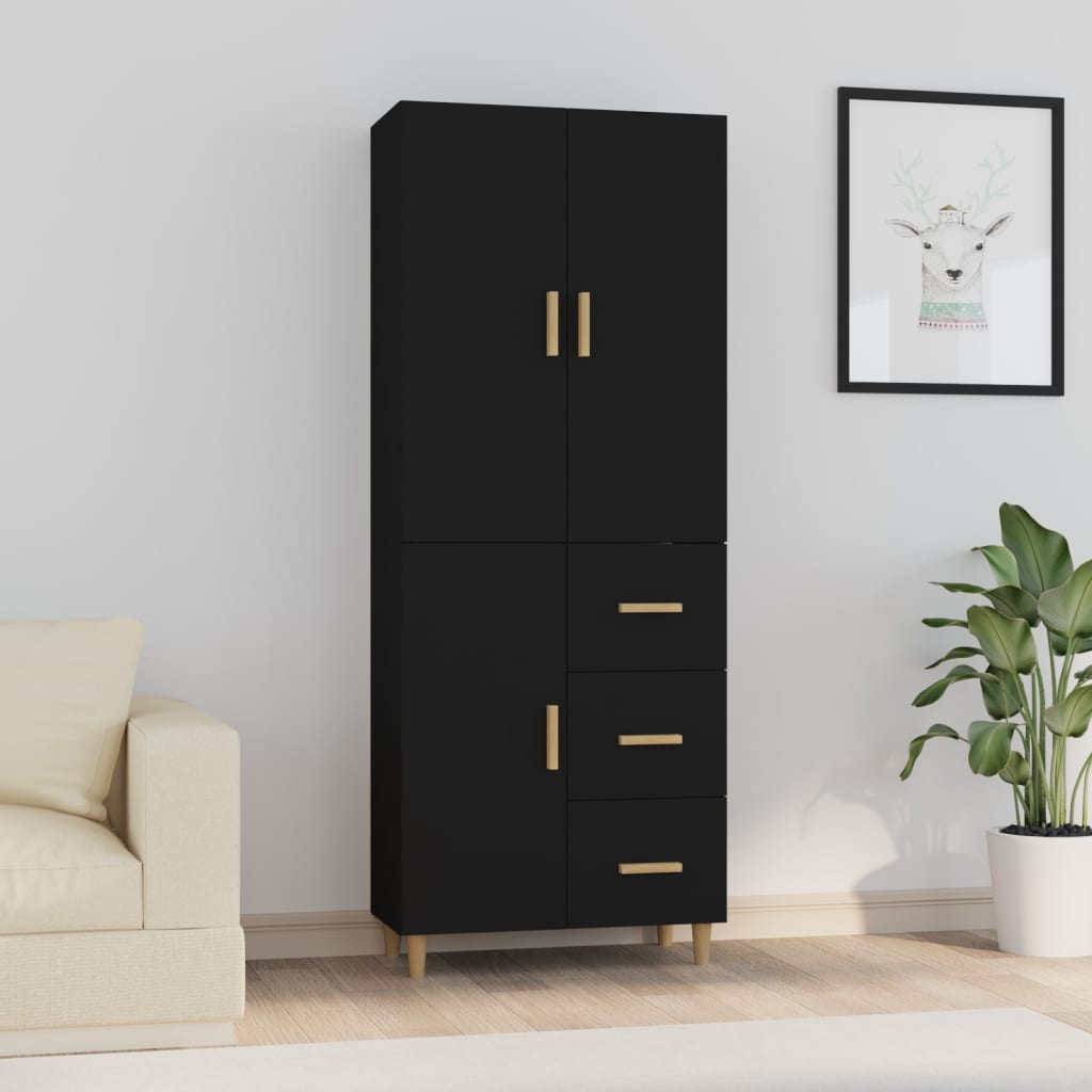 Kaappi musta 69,5x34x180 cm tekninen puu - Sisustajankoti.fi