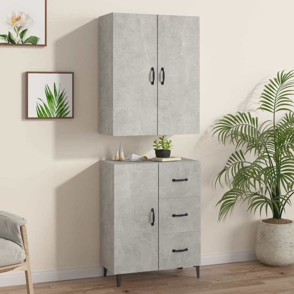 Kaappi betoninharmaa 69,5x34x180 cm tekninen puu - Sisustajankoti.fi