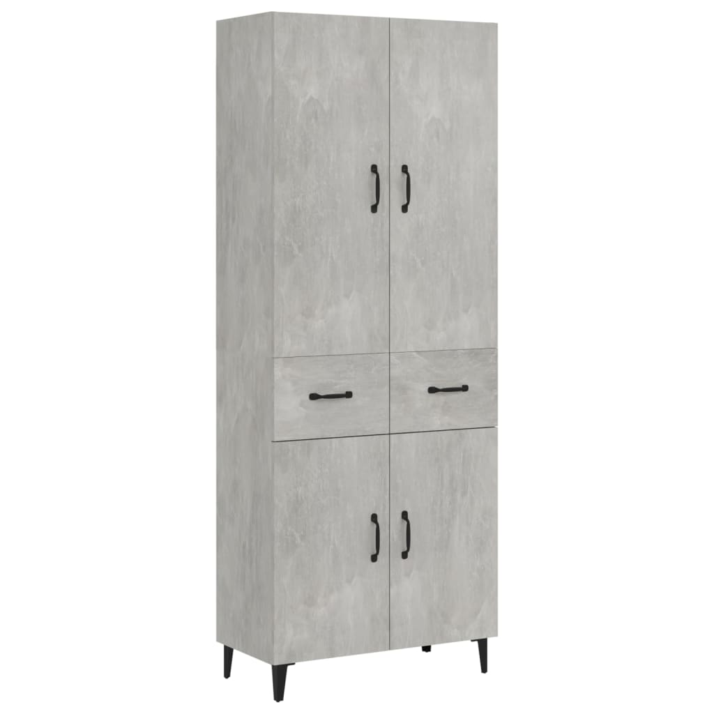 Kaappi betoninharmaa 69,5x34x180 cm tekninen puu - Sisustajankoti.fi