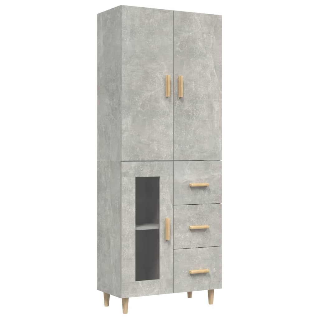 Kaappi betoninharmaa 69,5x34x180 cm tekninen puu - Sisustajankoti.fi