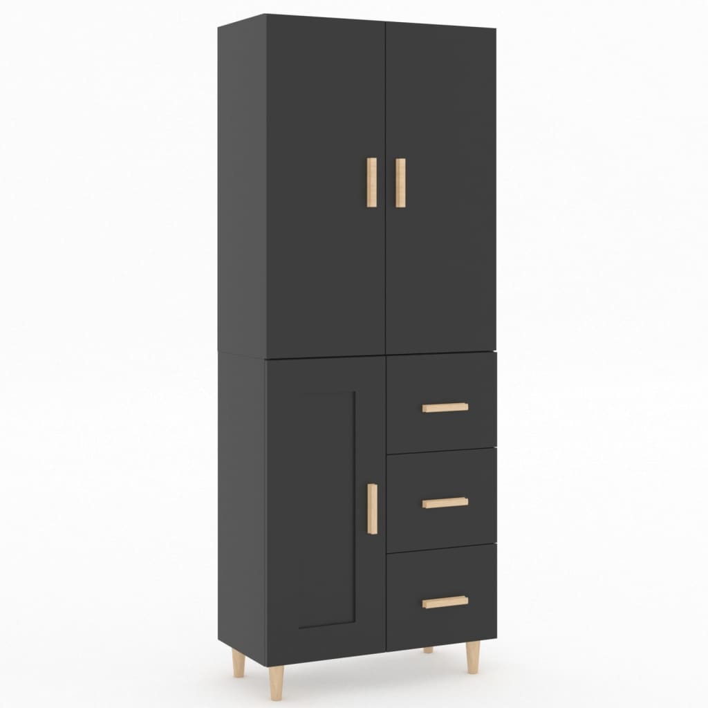 Kaappi musta 69,5x34x180 cm tekninen puu - Sisustajankoti.fi