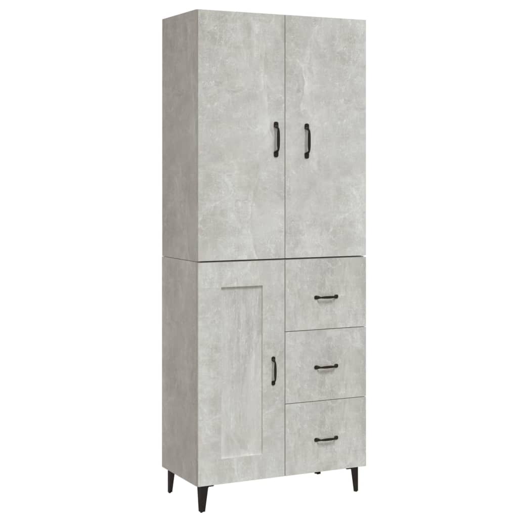 Kaappi betoninharmaa 69,5x34x180 cm tekninen puu - Sisustajankoti.fi