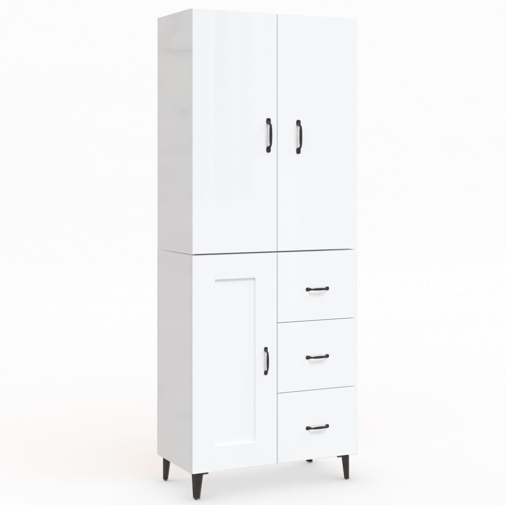 Kaappi korkeakiilto valkoinen 69,5x34x180 cm tekninen puu - Sisustajankoti.fi