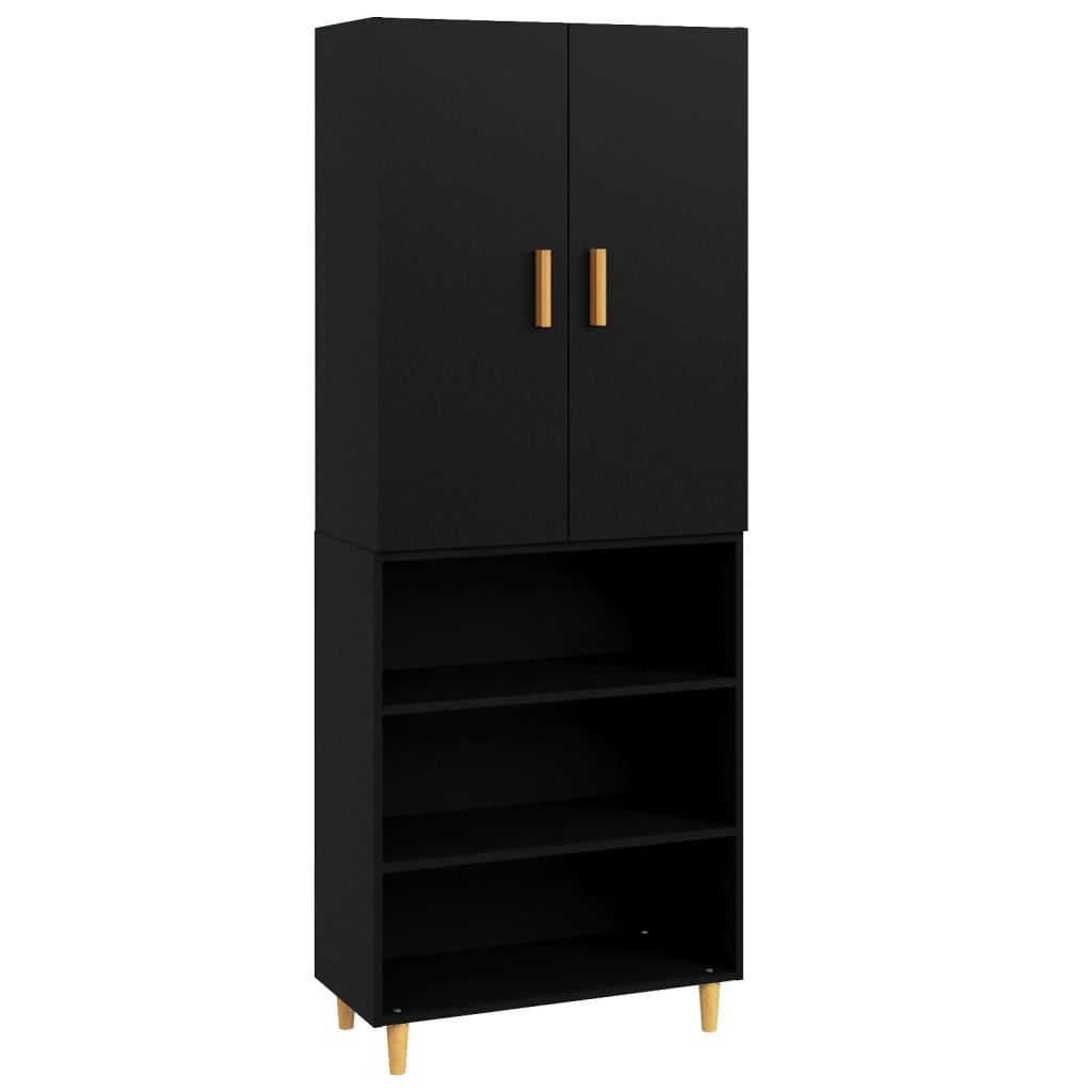 Kaappi musta 69,5x34x180 cm tekninen puu - Sisustajankoti.fi