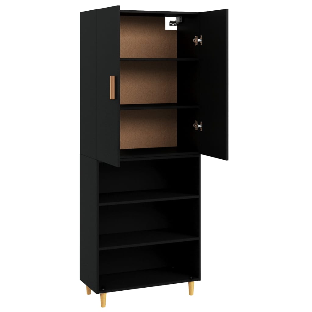 Kaappi musta 69,5x34x180 cm tekninen puu - Sisustajankoti.fi