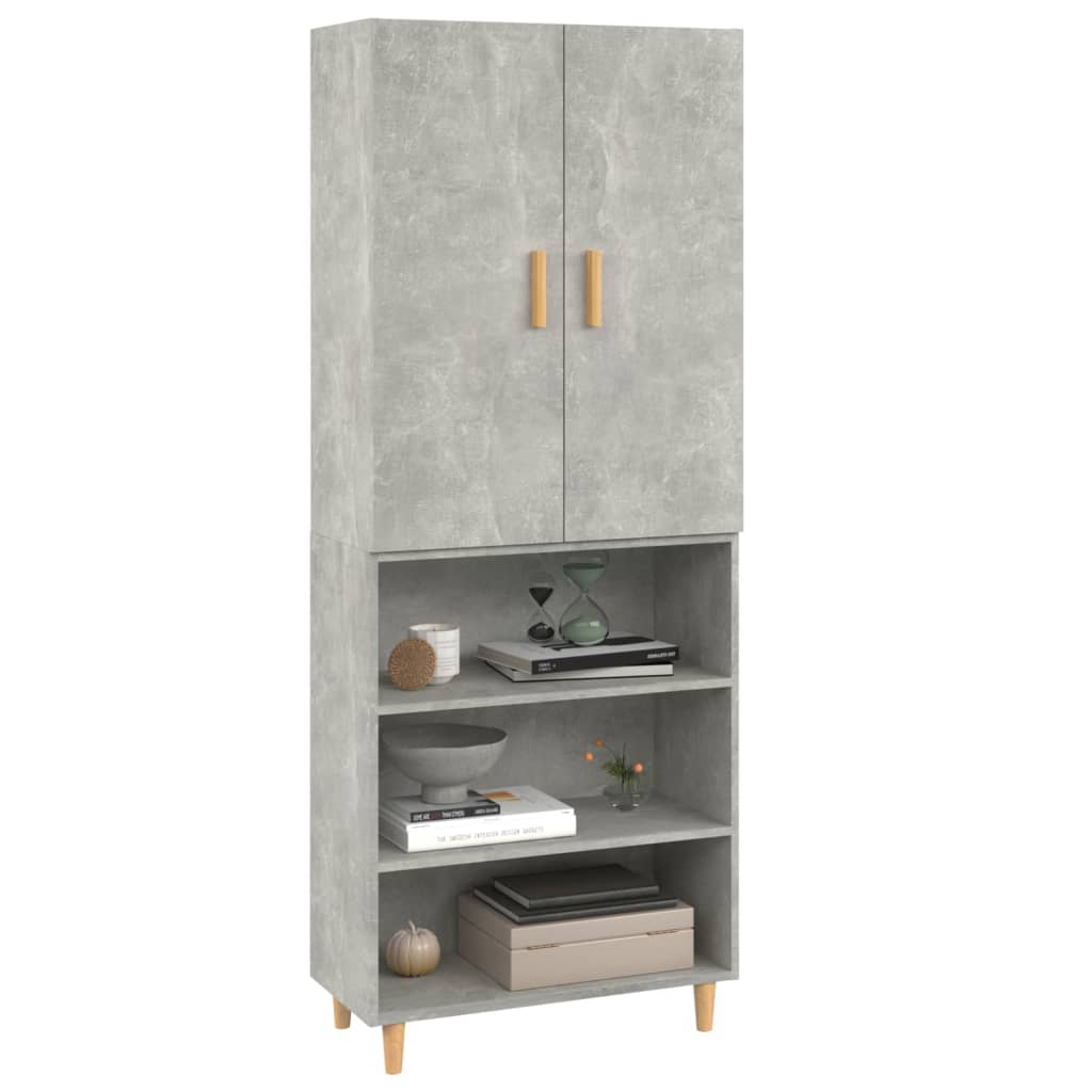 Kaappi betoninharmaa 69,5x34x180 cm tekninen puu - Sisustajankoti.fi