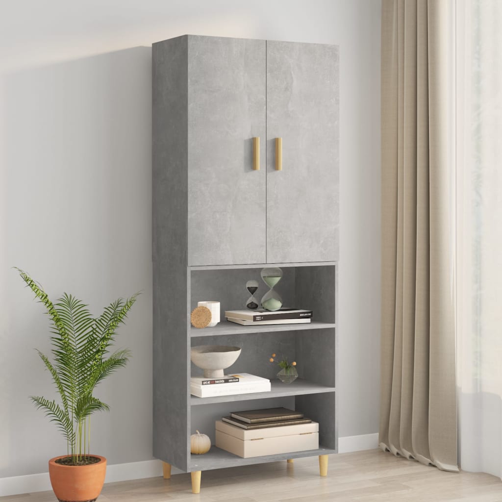 Kaappi betoninharmaa 69,5x34x180 cm tekninen puu - Sisustajankoti.fi