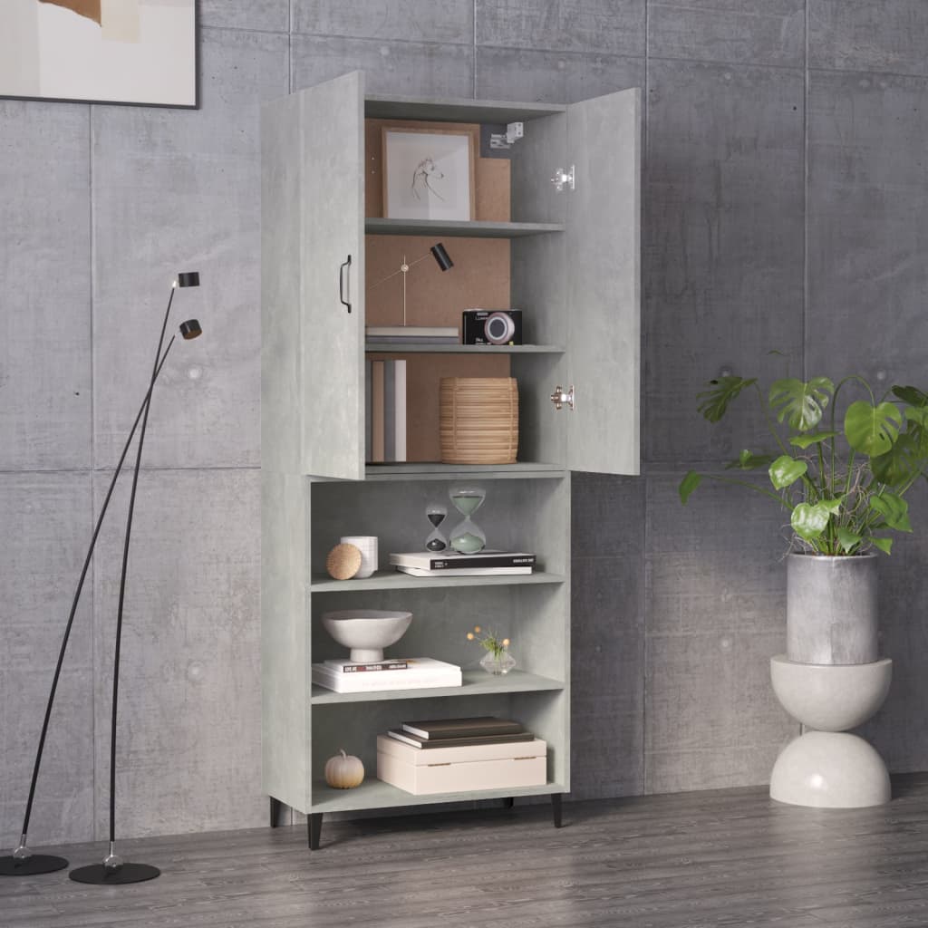 Kaappi betoninharmaa 69,5x32,5x180 cm tekninen puu - Sisustajankoti.fi