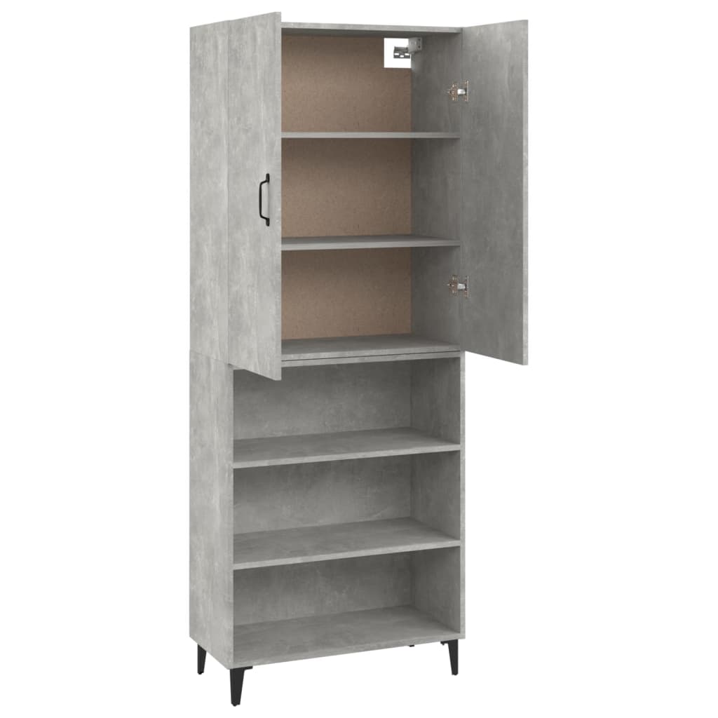Kaappi betoninharmaa 69,5x32,5x180 cm tekninen puu - Sisustajankoti.fi