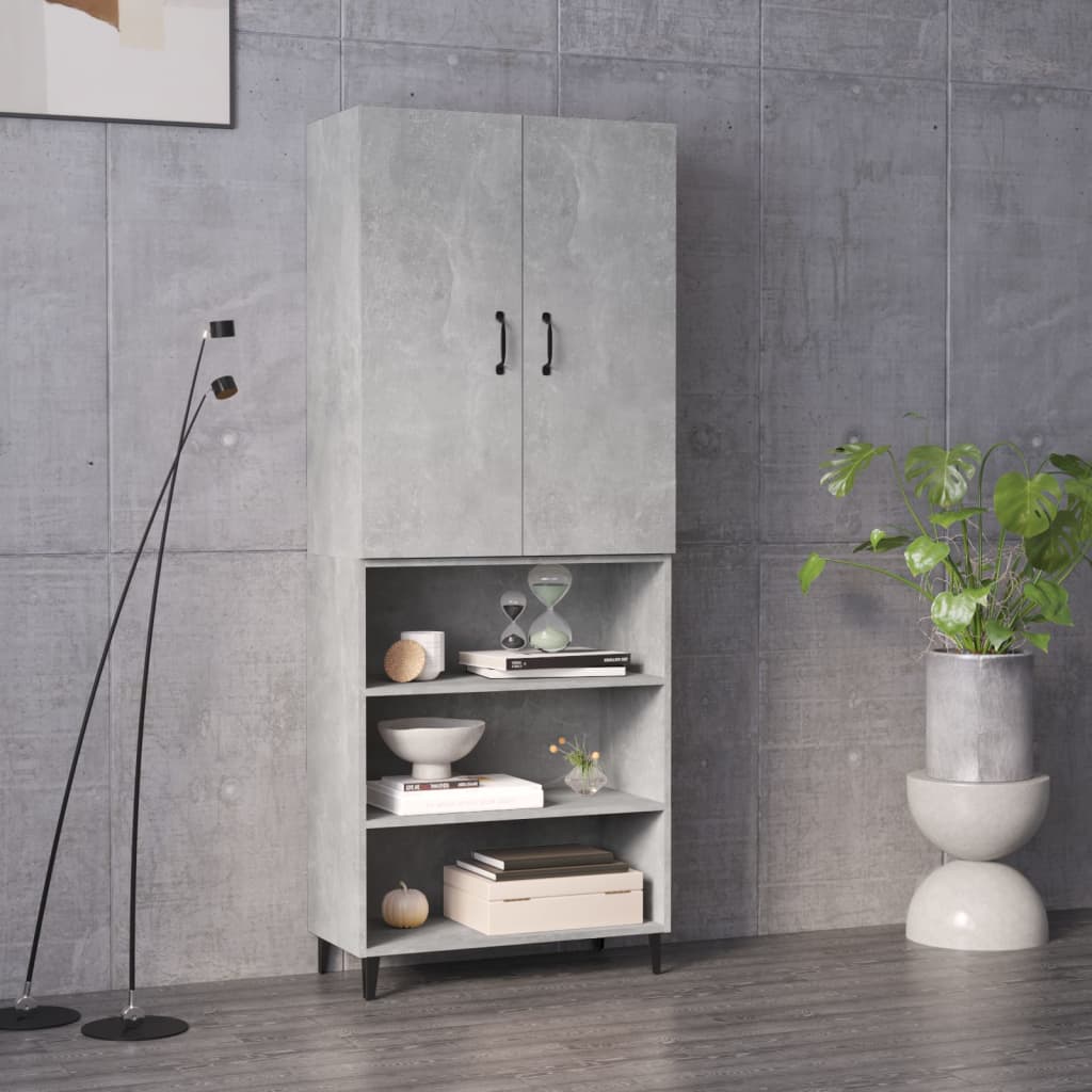 Kaappi betoninharmaa 69,5x32,5x180 cm tekninen puu - Sisustajankoti.fi