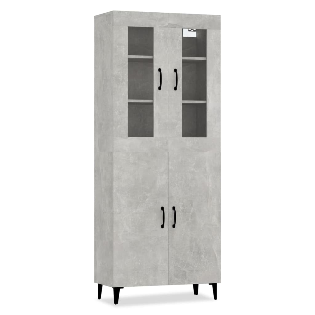 Kaappi betoninharmaa 69,5x34x180 cm tekninen puu - Sisustajankoti.fi