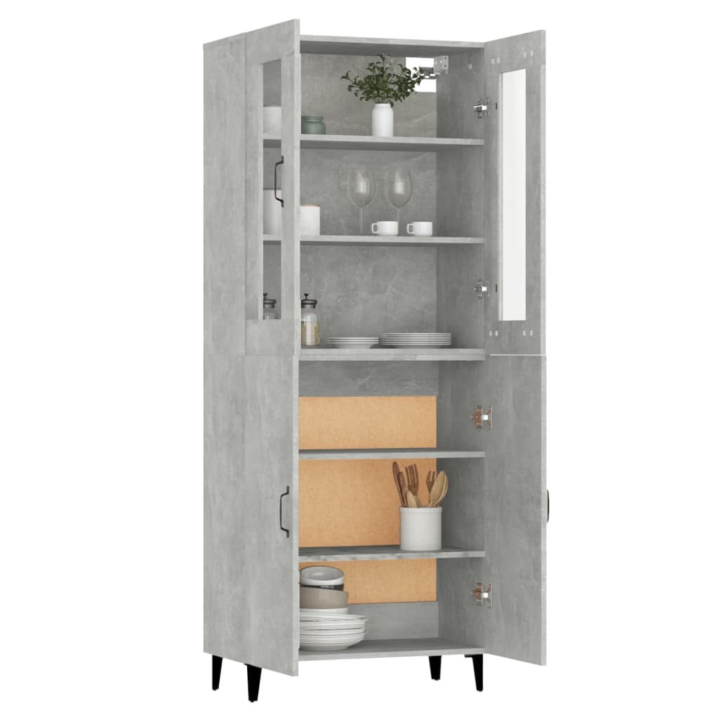Kaappi betoninharmaa 69,5x34x180 cm tekninen puu - Sisustajankoti.fi