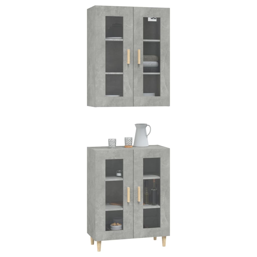 Kaappi betoninharmaa 69,5x34x180 cm tekninen puu - Sisustajankoti.fi