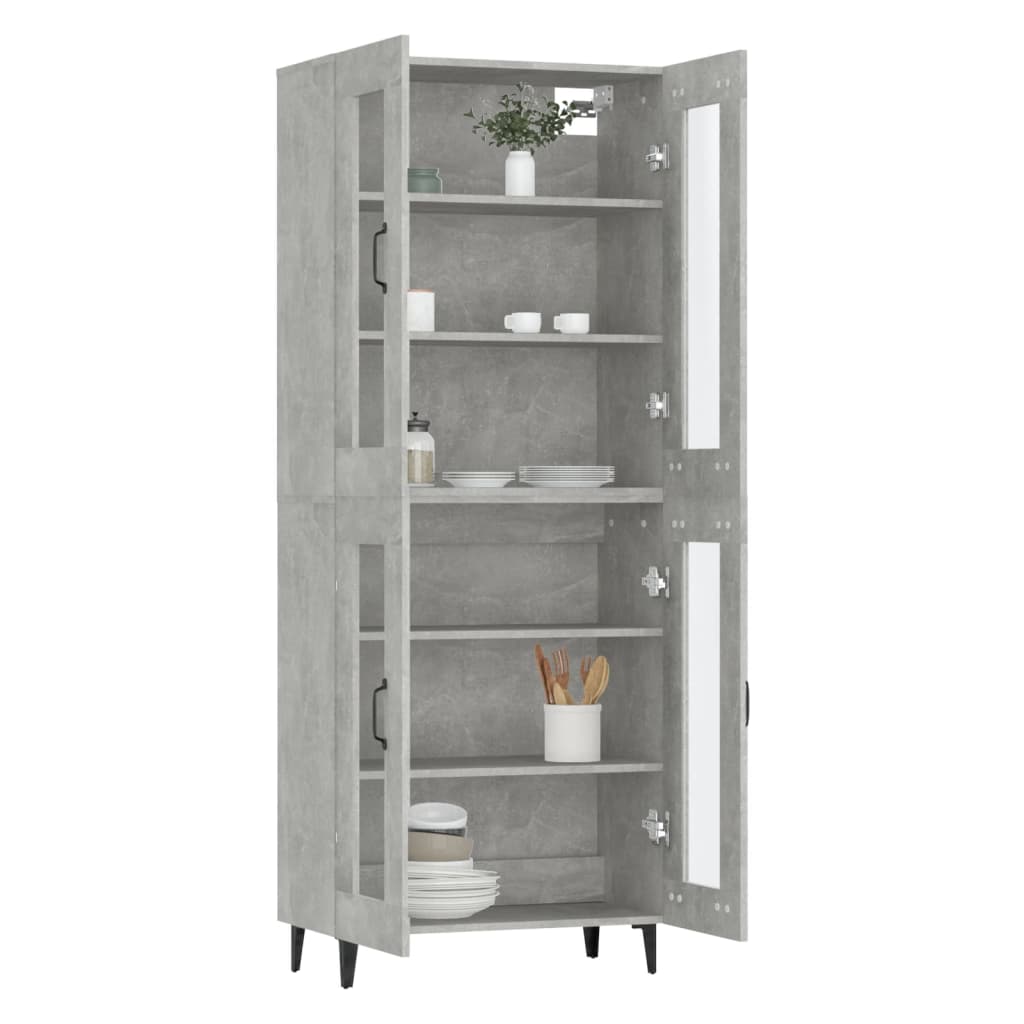 Kaappi betoninharmaa 69,5x34x180 cm tekninen puu - Sisustajankoti.fi