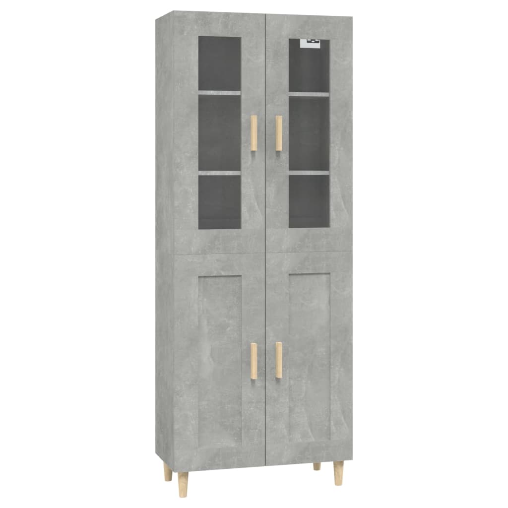 Kaappi betoninharmaa 69,5x34x180 cm tekninen puu - Sisustajankoti.fi