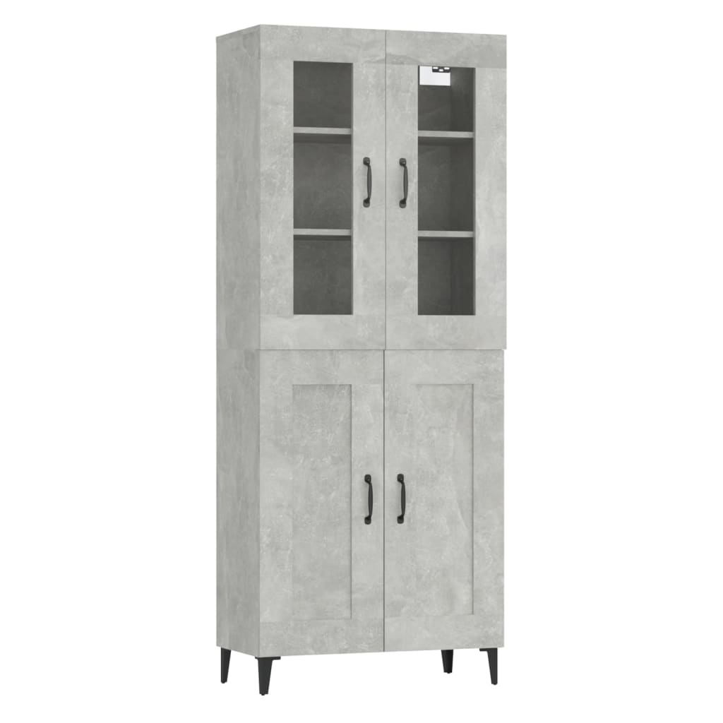 Kaappi betoninharmaa 69,5x34x180 cm tekninen puu - Sisustajankoti.fi