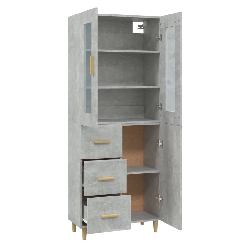 Kaappi betoninharmaa 69,5x34x180 cm tekninen puu - Sisustajankoti.fi