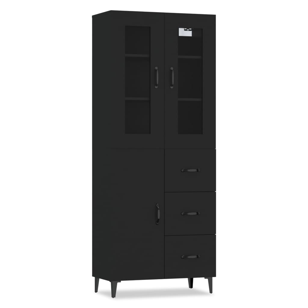 Kaappi musta 69,5x34x180 cm tekninen puu - Sisustajankoti.fi