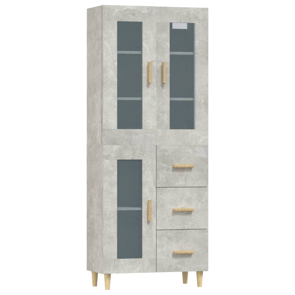 Kaappi betoninharmaa 69,5x34x180 cm tekninen puu - Sisustajankoti.fi