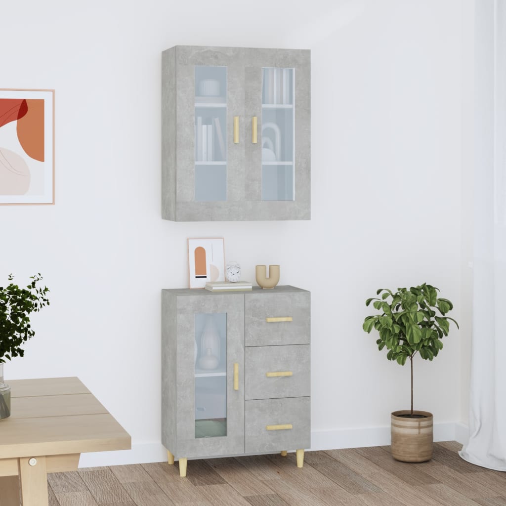 Kaappi betoninharmaa 69,5x34x180 cm tekninen puu - Sisustajankoti.fi