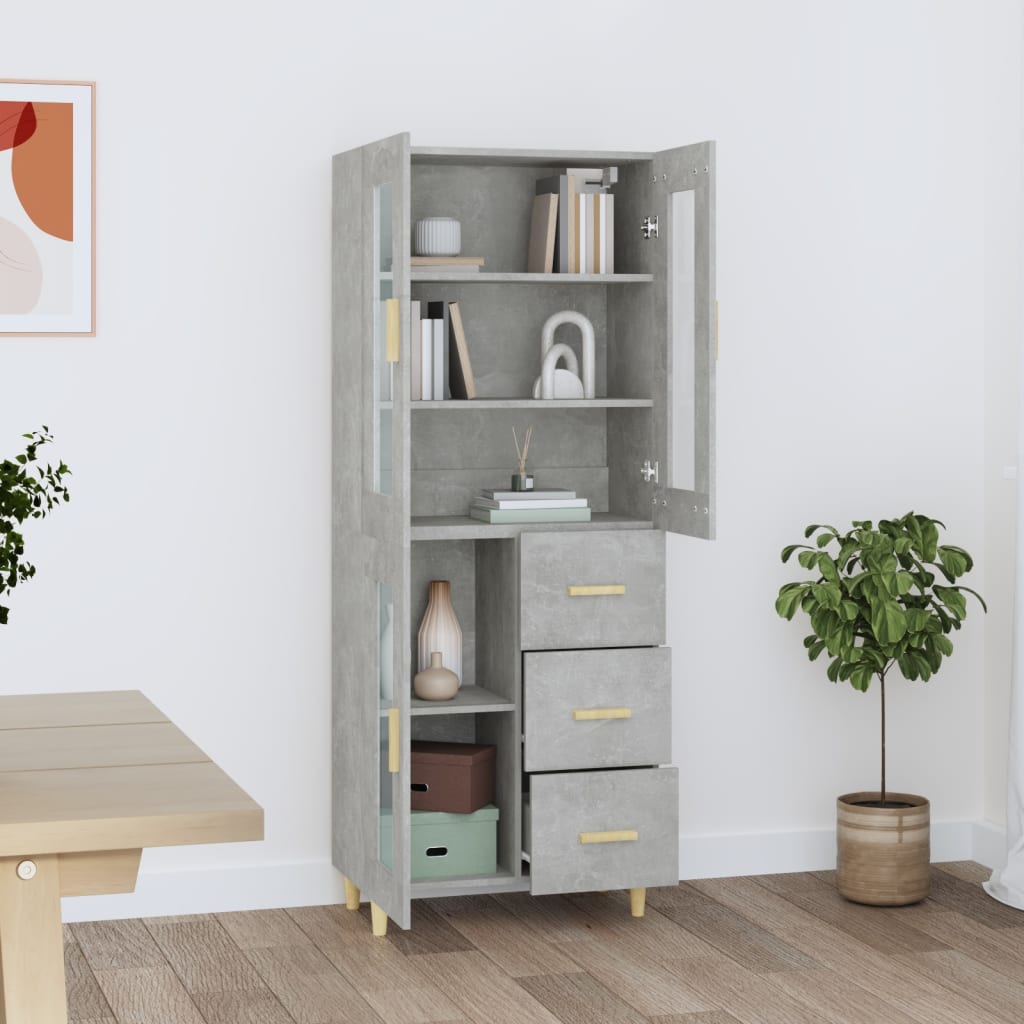 Kaappi betoninharmaa 69,5x34x180 cm tekninen puu - Sisustajankoti.fi