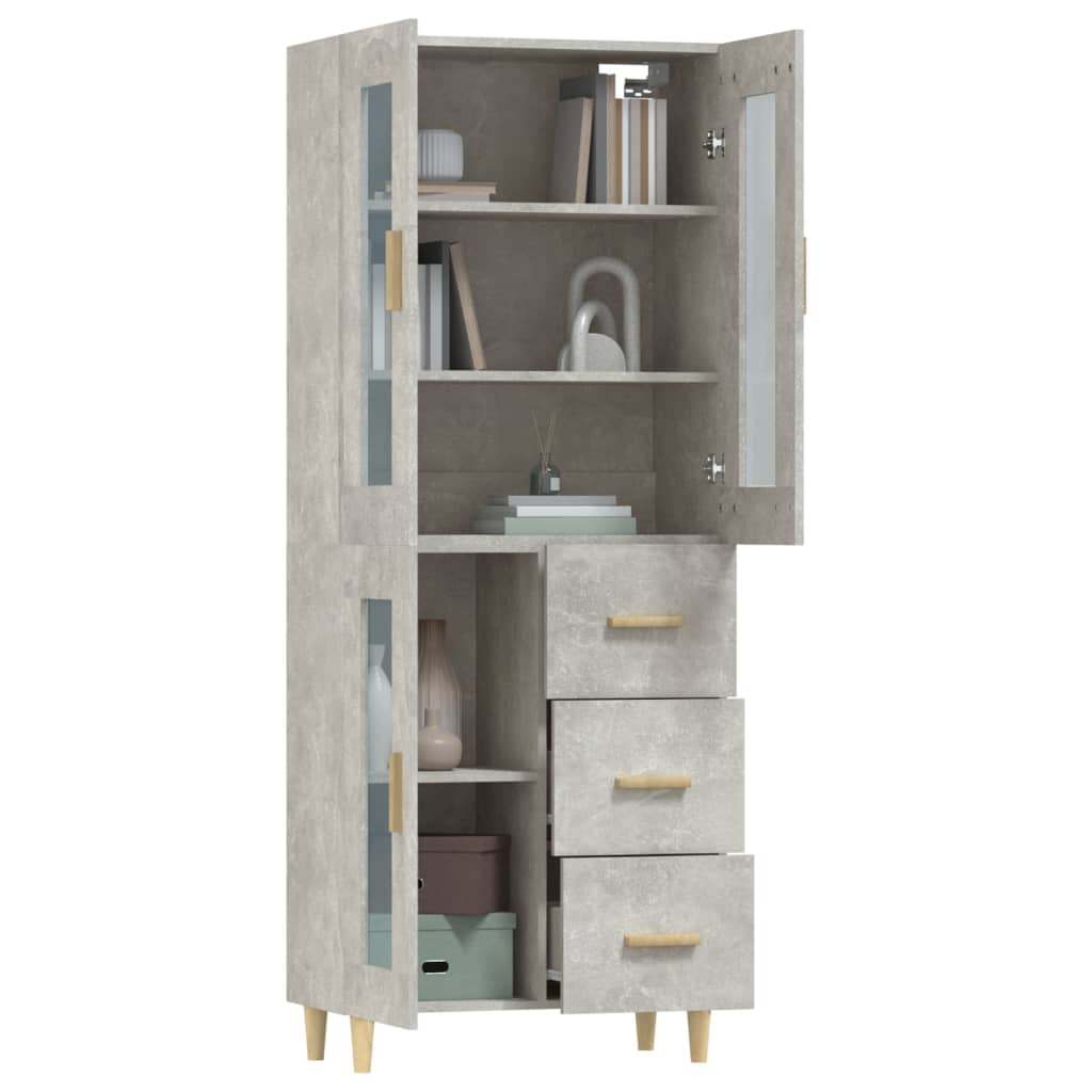 Kaappi betoninharmaa 69,5x34x180 cm tekninen puu - Sisustajankoti.fi