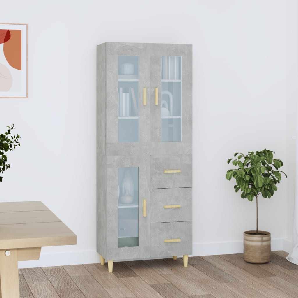 Kaappi betoninharmaa 69,5x34x180 cm tekninen puu - Sisustajankoti.fi