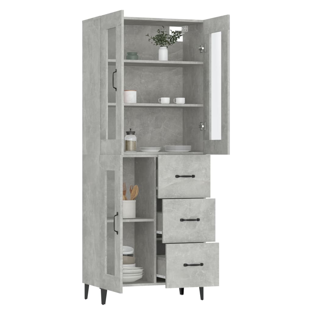 Kaappi betoninharmaa 69,5x34x180 cm tekninen puu - Sisustajankoti.fi
