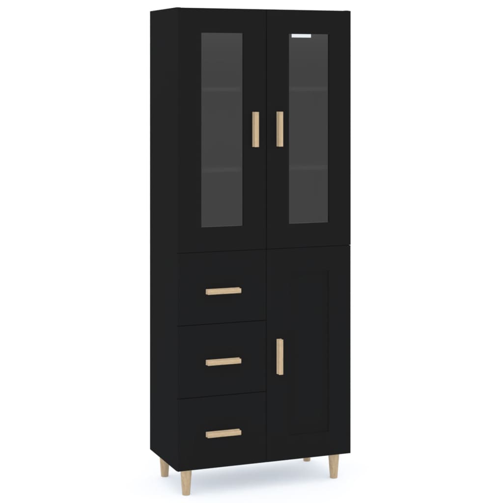 Kaappi musta 69,5x34x180 cm tekninen puu - Sisustajankoti.fi