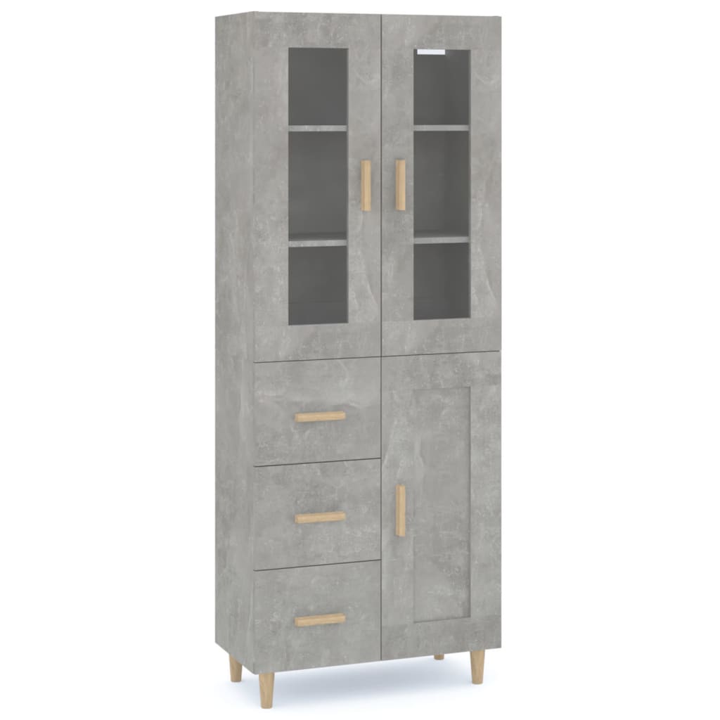 Kaappi betoninharmaa 69,5x34x180 cm tekninen puu - Sisustajankoti.fi
