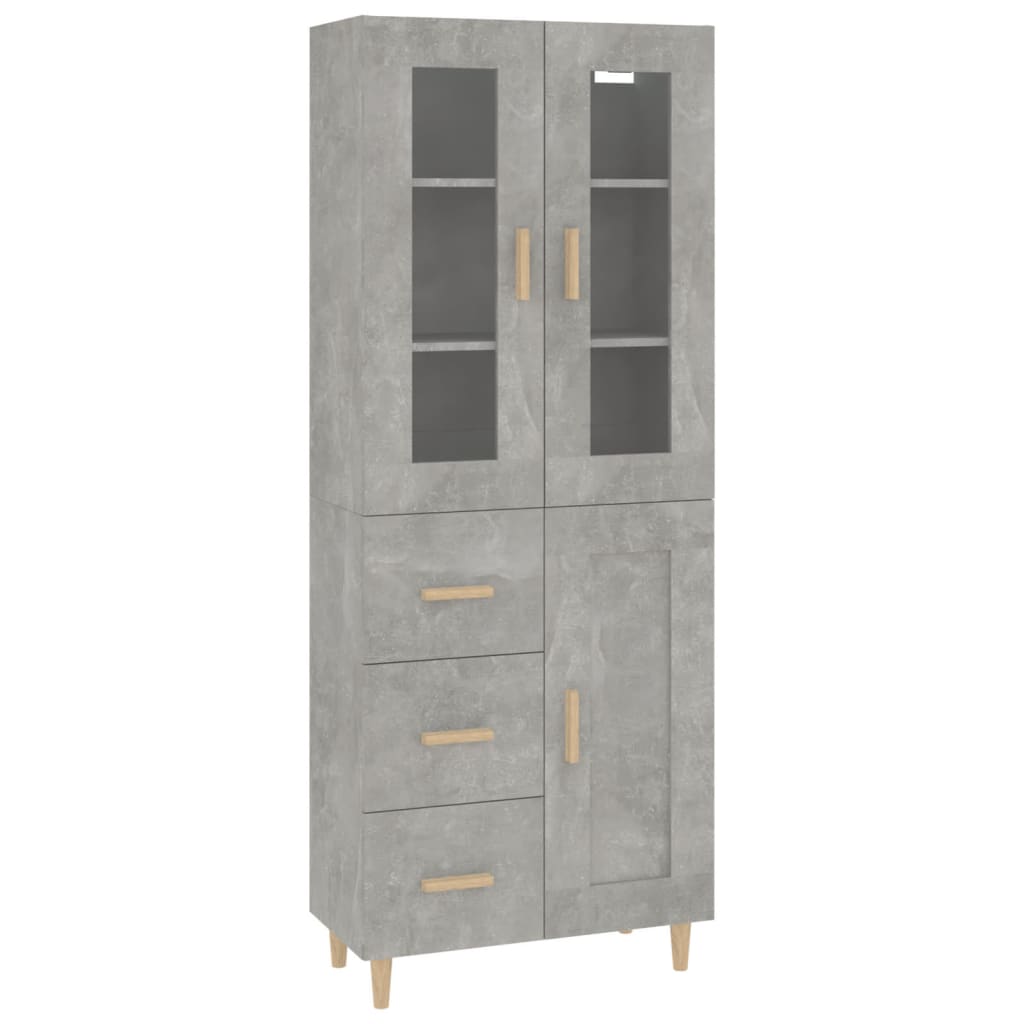 Kaappi betoninharmaa 69,5x34x180 cm tekninen puu - Sisustajankoti.fi