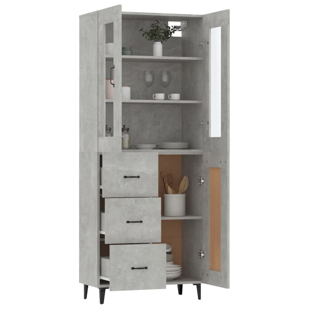 Kaappi betoninharmaa 69,5x34x180 cm tekninen puu - Sisustajankoti.fi