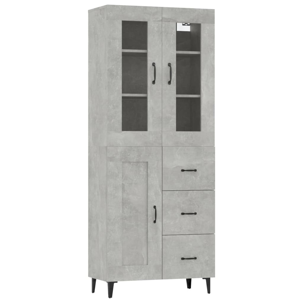 Kaappi betoninharmaa 69,5x34x180 cm tekninen puu - Sisustajankoti.fi