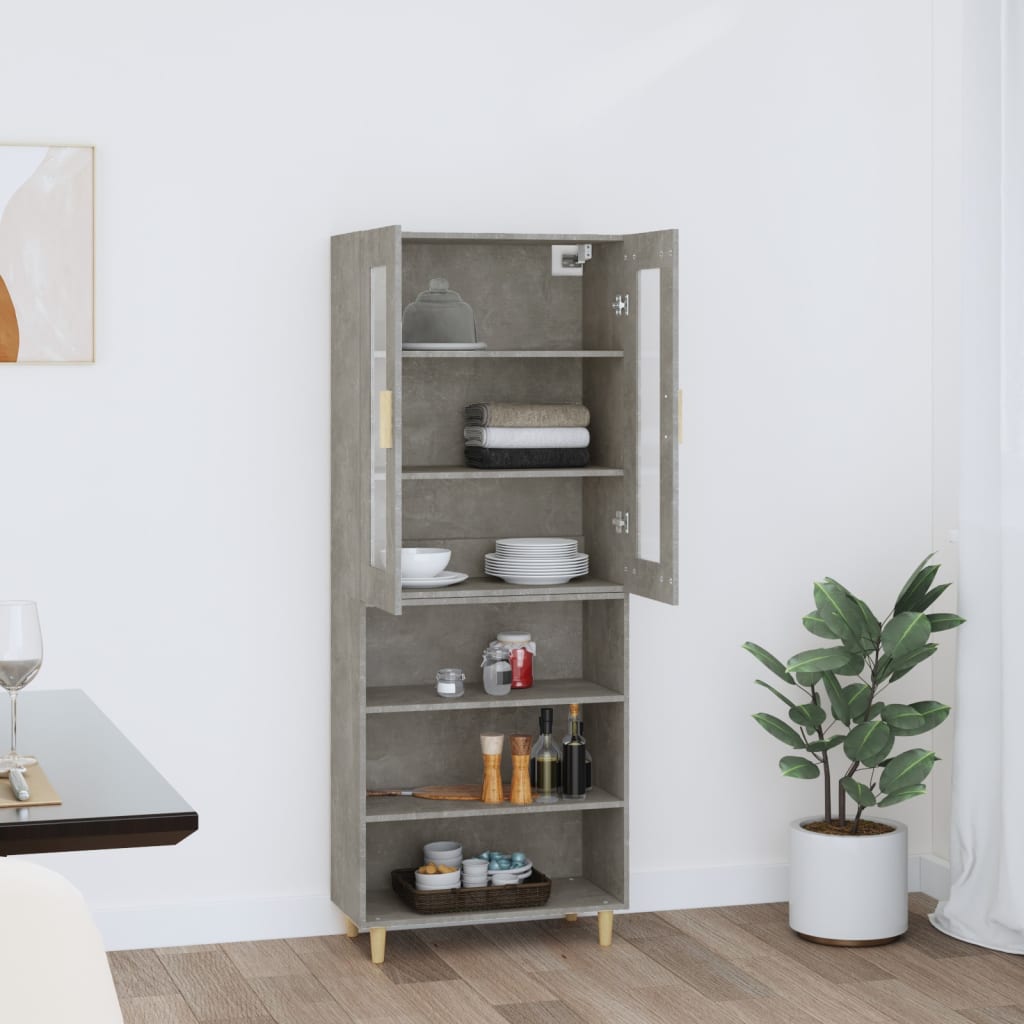 Kaappi betoninharmaa 69,5x34x180 cm tekninen puu - Sisustajankoti.fi