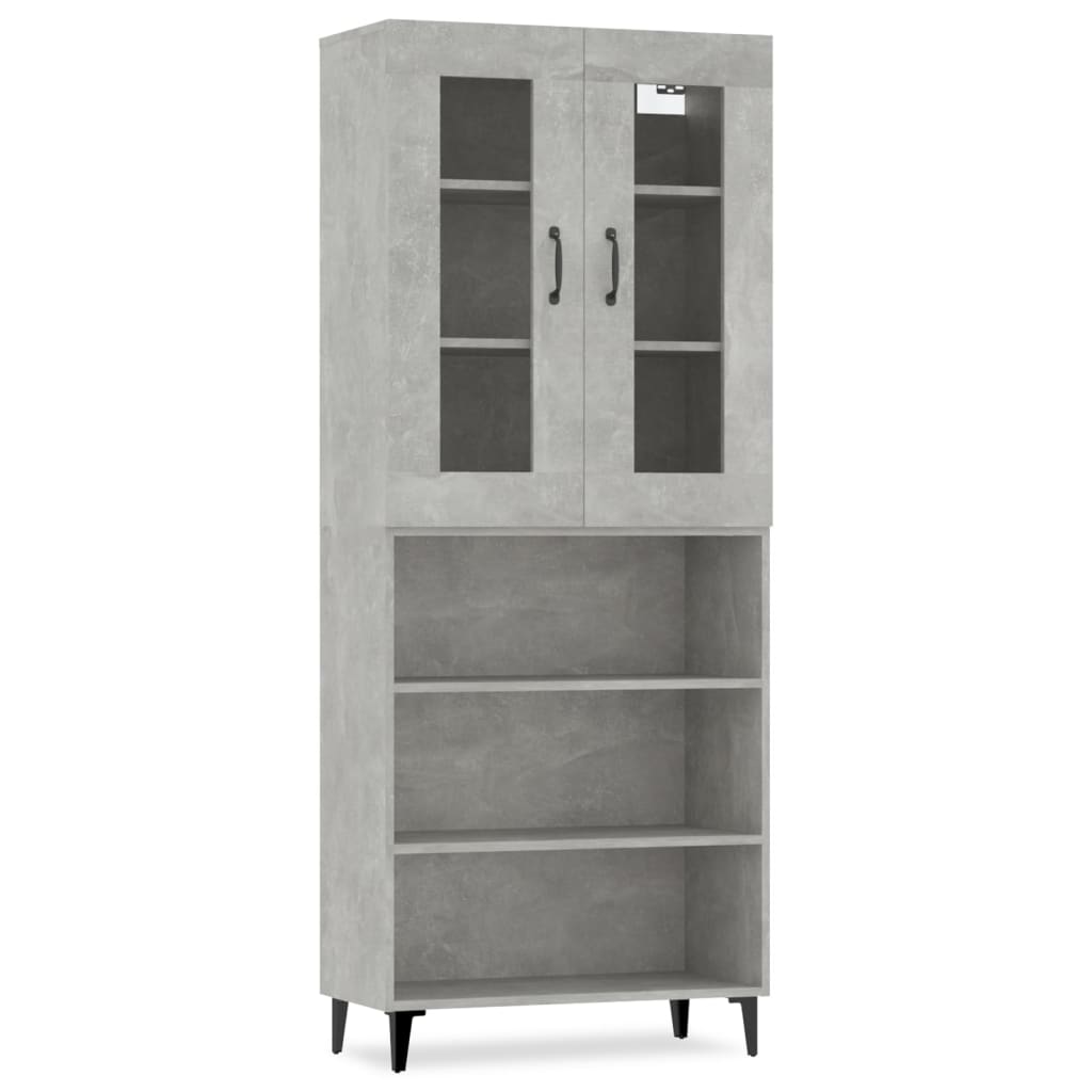 Kaappi betoninharmaa 69,5x34x180 cm tekninen puu - Sisustajankoti.fi
