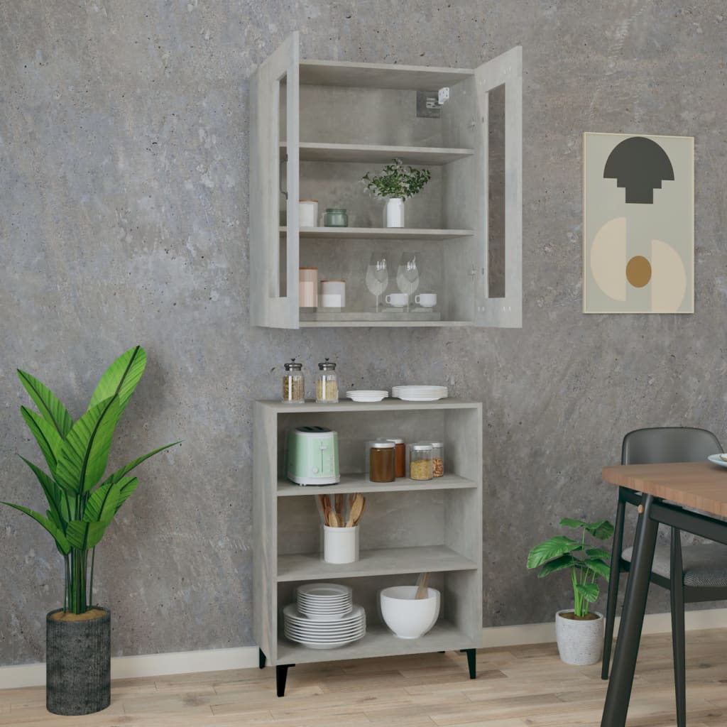 Kaappi betoninharmaa 69,5x34x180 cm tekninen puu - Sisustajankoti.fi