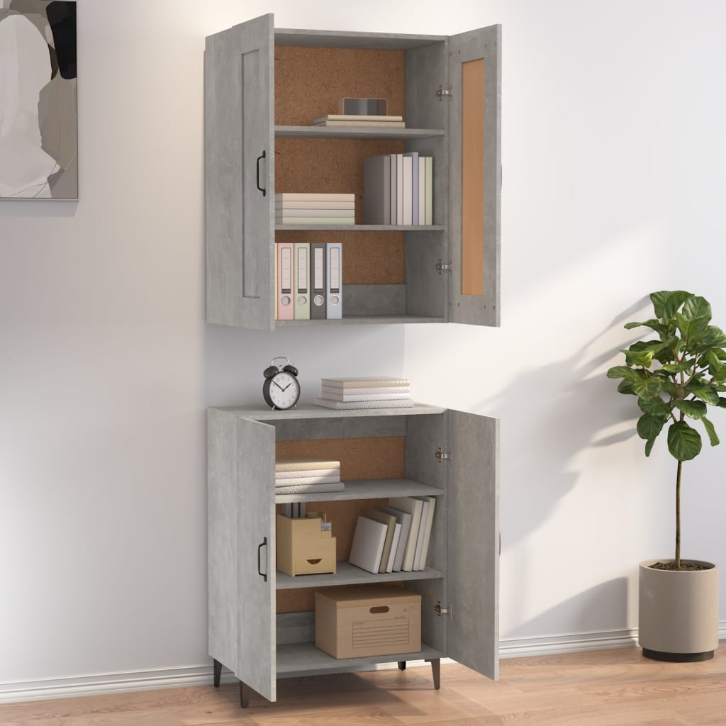 Kaappi betoninharmaa 70x34x180 cm tekninen puu - Sisustajankoti.fi