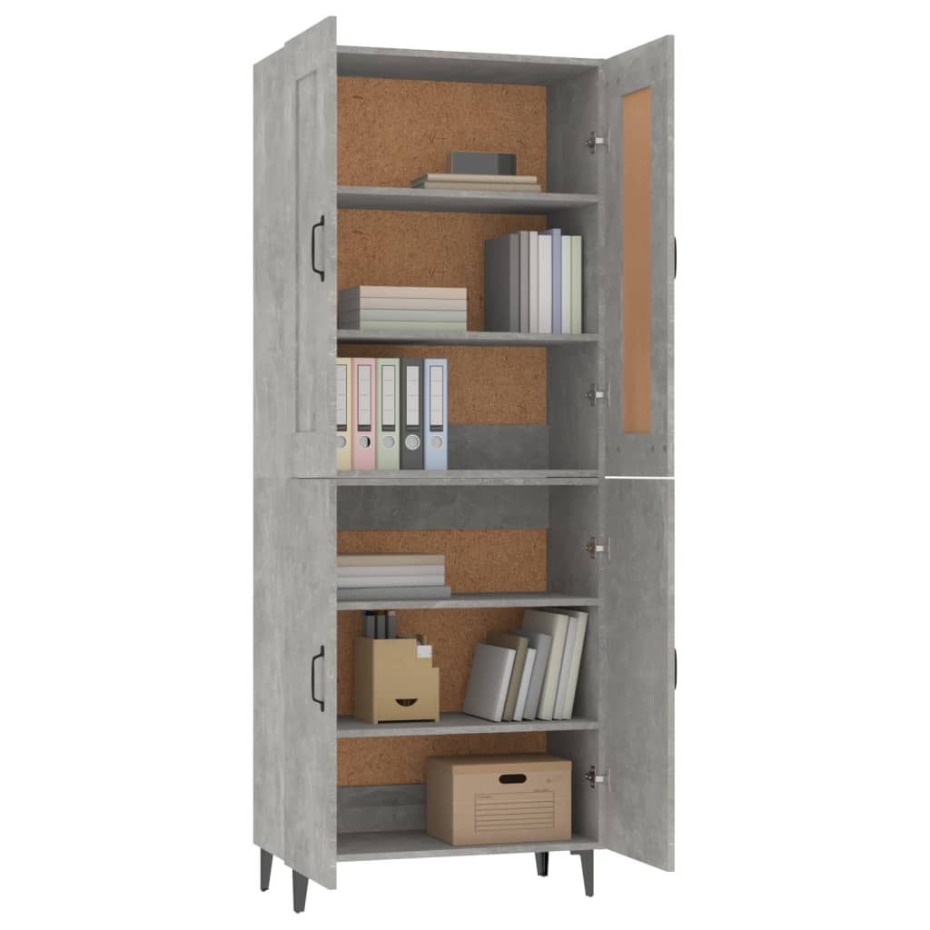 Kaappi betoninharmaa 70x34x180 cm tekninen puu - Sisustajankoti.fi