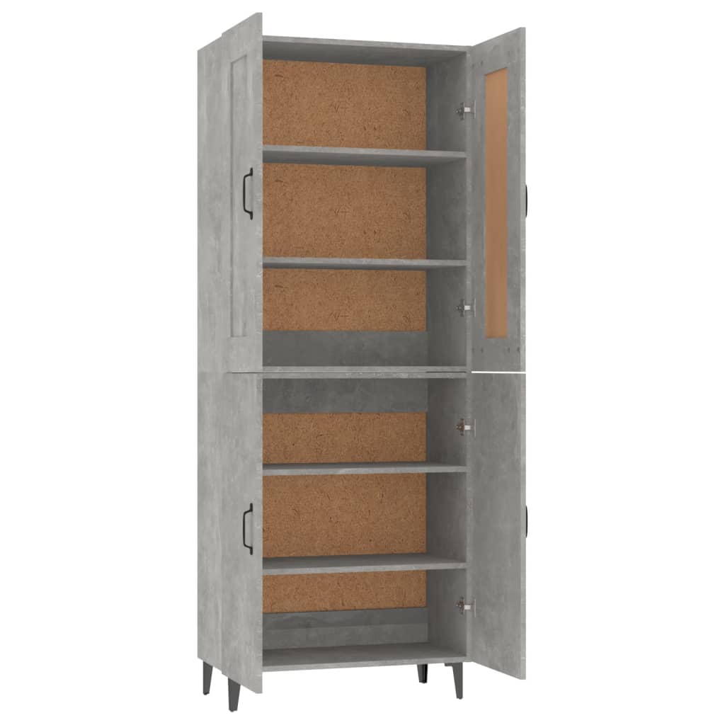 Kaappi betoninharmaa 70x34x180 cm tekninen puu - Sisustajankoti.fi