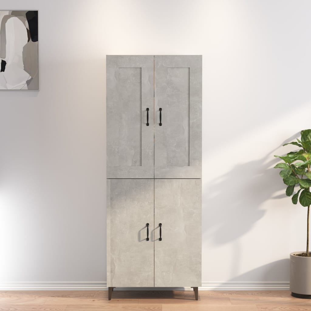 Kaappi betoninharmaa 70x34x180 cm tekninen puu - Sisustajankoti.fi
