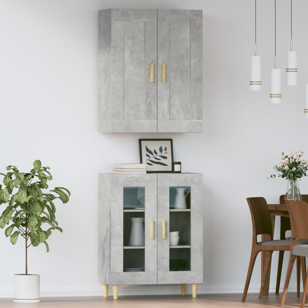 Kaappi betoninharmaa 69,5x34x180 cm tekninen puu - Sisustajankoti.fi