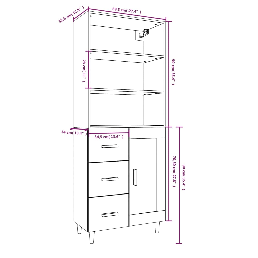 Kaappi ruskea tammi tekninen puu - Sisustajankoti.fi
