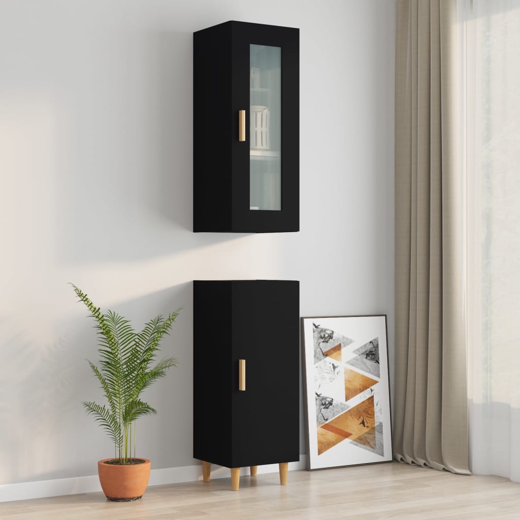 Kaappi musta 34,5x34x180 cm tekninen puu - Sisustajankoti.fi